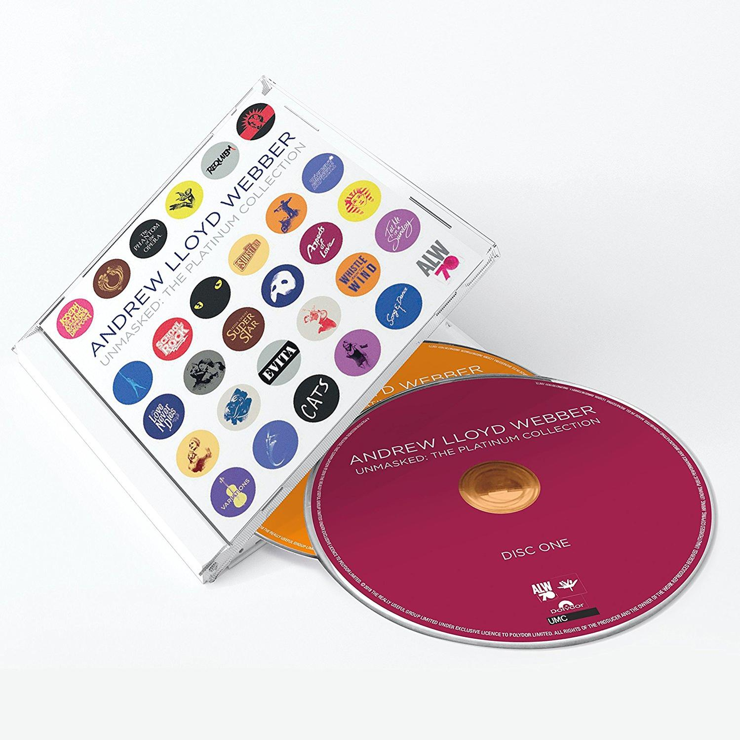Andrew Lloyd Webber album készlet. Van egy CD tok, két CD, és szöveg a borítón.