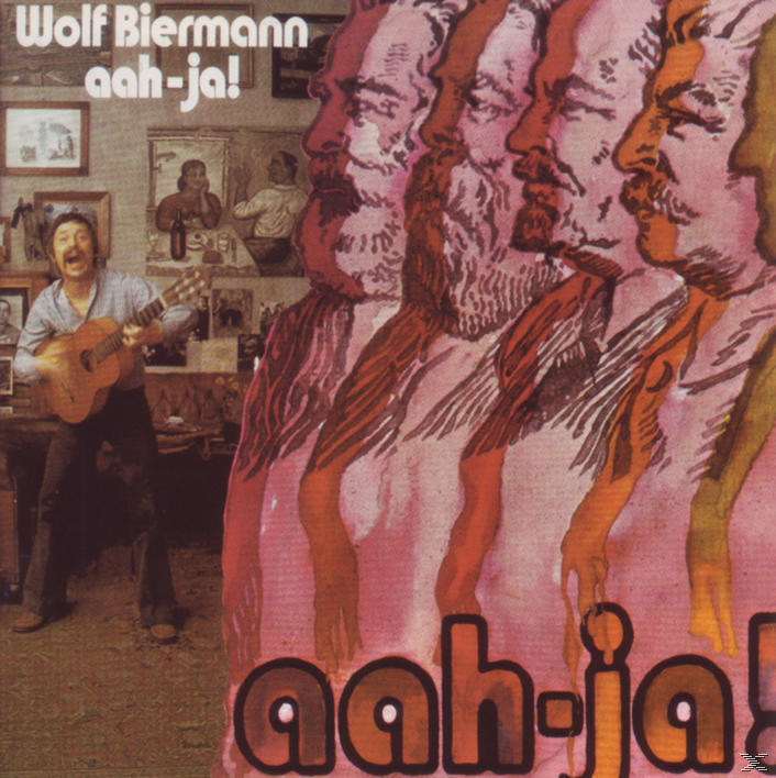 Albumcover mit Wolf Biermann, Gitarrist, Bühne und Text. Ein Mann mit Gitarre spielt.