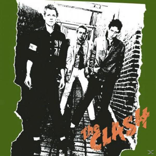 Albumcover: The Clash Bandmitglieder in Schwarzweiß, grüner Hintergrund.