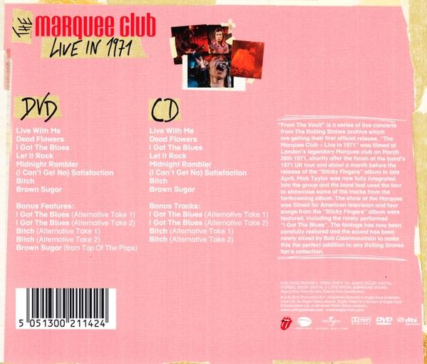 Roze albumhoes met tekst en een verzameling foto's. Een dvd en cd worden vermeld.
