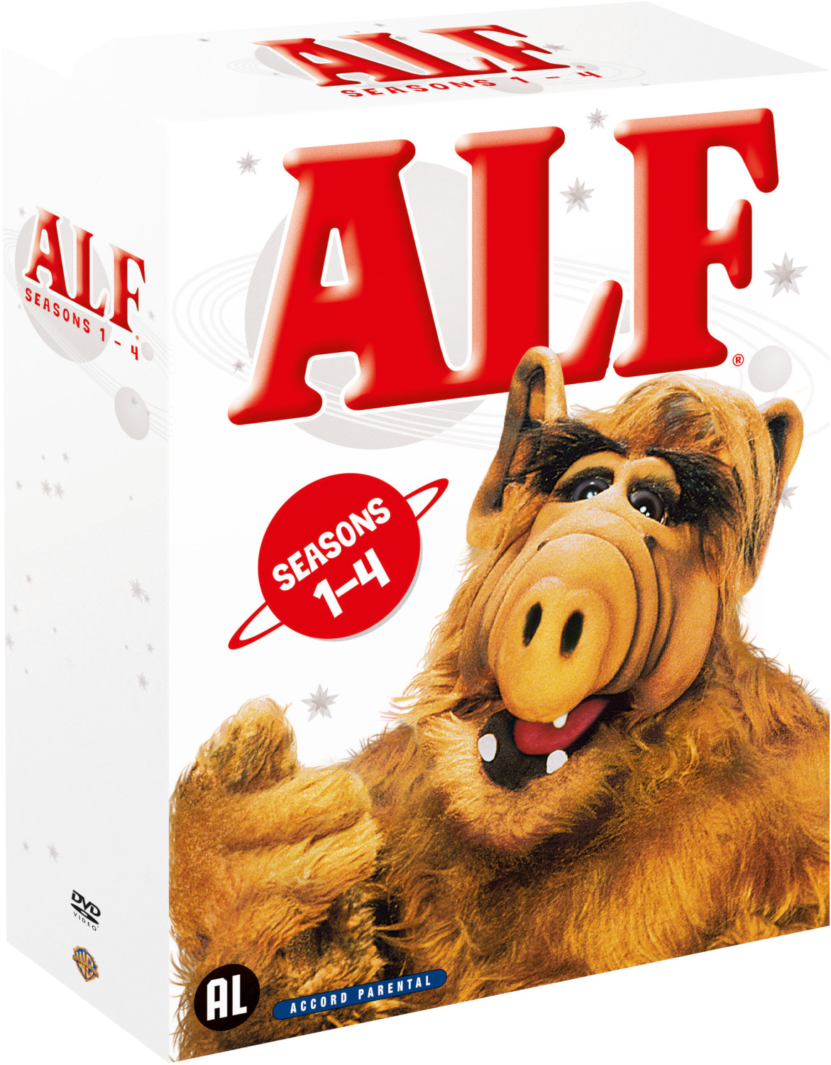 Coffret DVD ALF. La boîte présente le visage d'ALF et le titre de l'émission.
