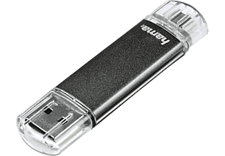 HAMA 114872 Laeta Twin - Chiavetta USB  (128 GB, Grigio/Trasparente)