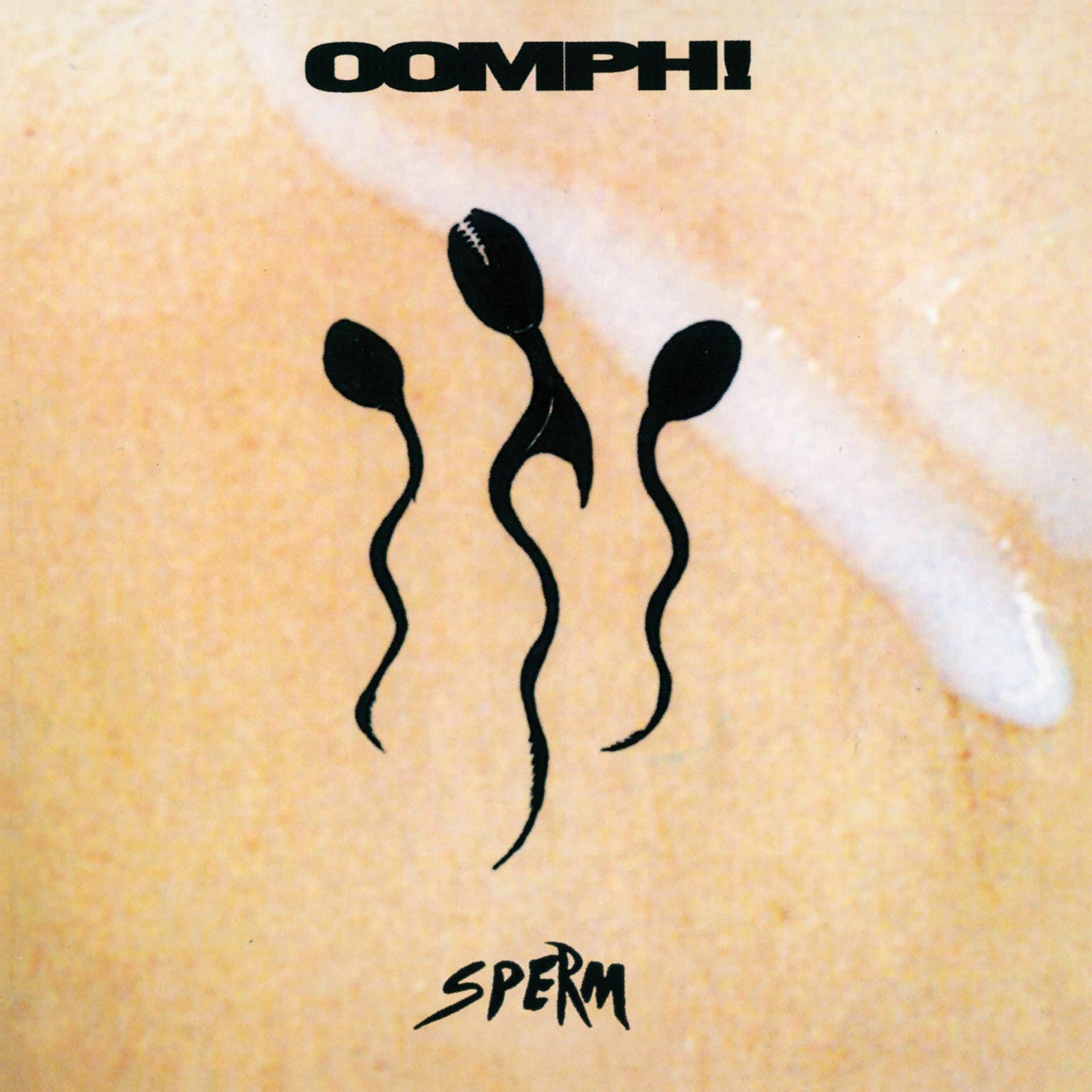 Oomph!-Albumcover. Drei spermaartige Figuren auf einem hautfarbenen Hintergrund.
