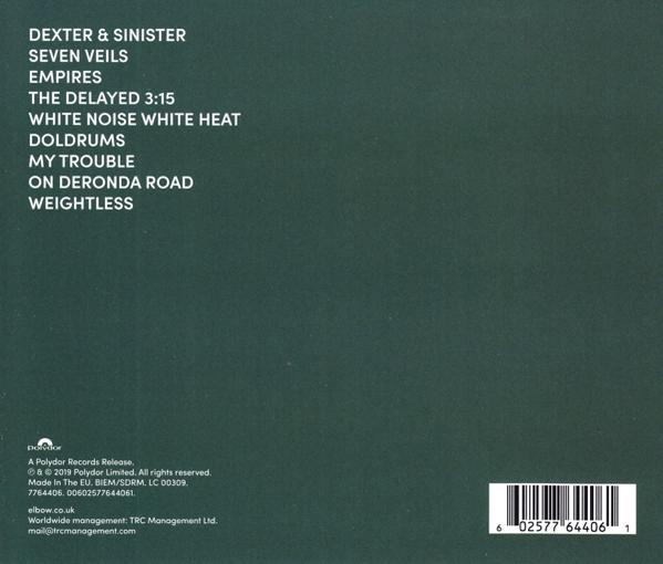 Albumcover mit dunkelgrünem Hintergrund. Tracks: Dexter & Sinister, Seven Veils, Empires, The Delayed 3:15...