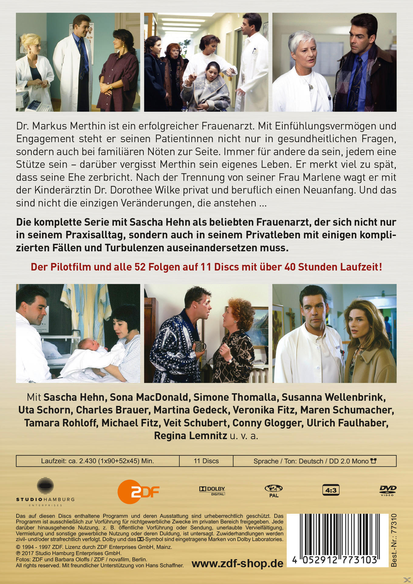 Ein DVD-Cover mit Bildern einer Besetzung eines medizinischen Dramas und Text auf Deutsch.