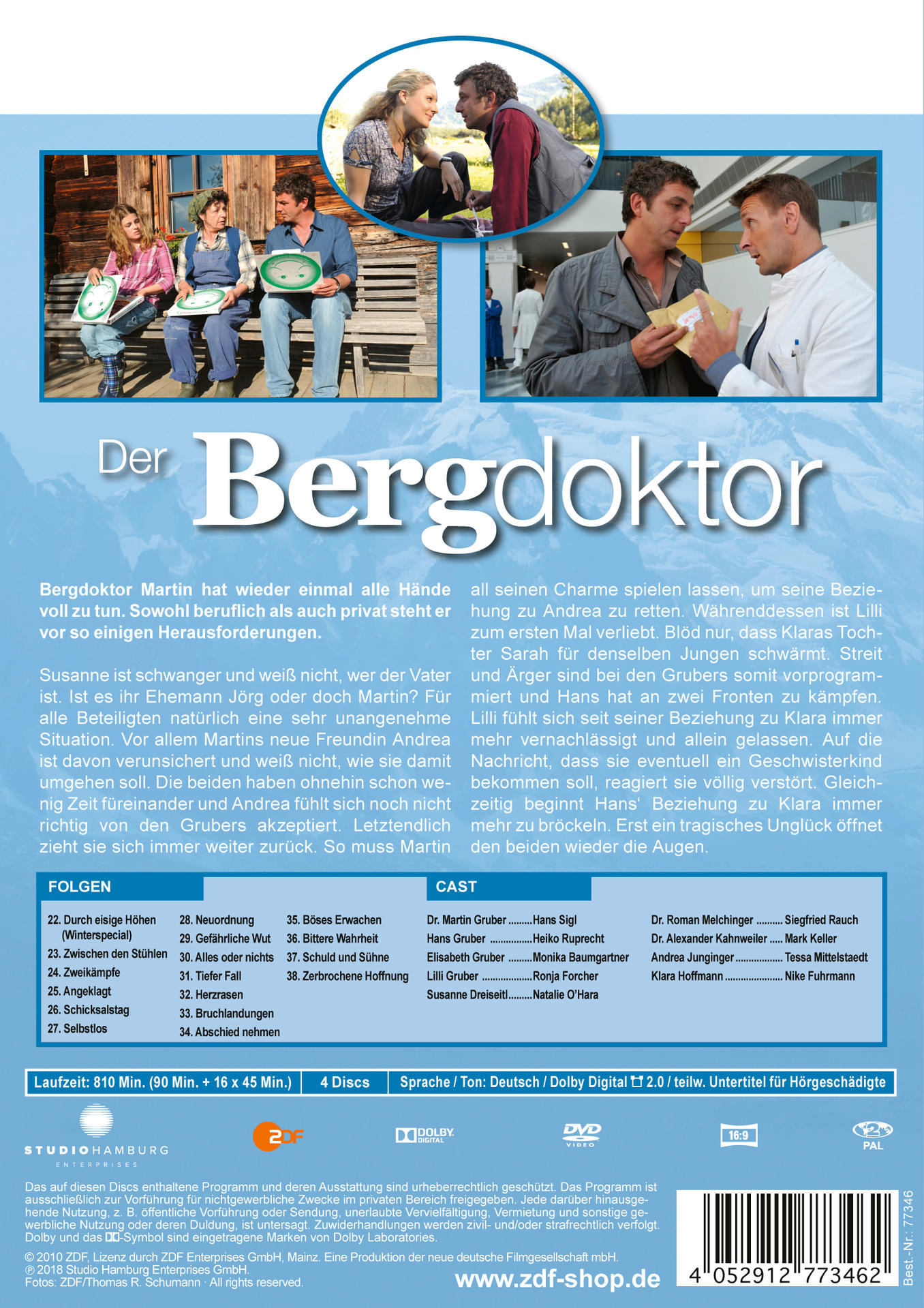 DVD-Cover der deutschen Fernsehserie 'Der Bergdoktor' mit Schauspielern.