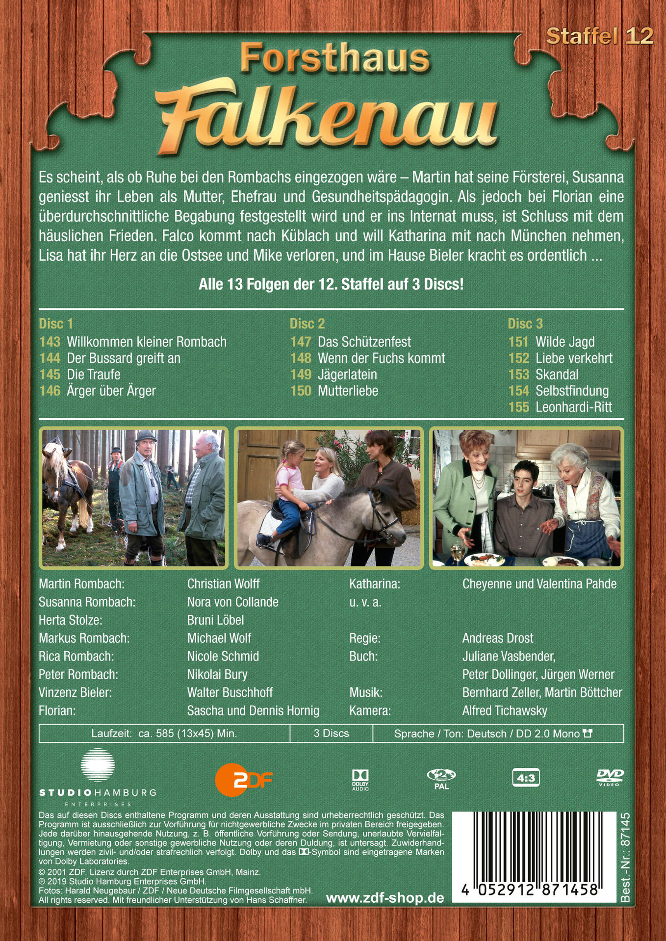 DVD-Hülle hinten. Das Gehäuse hat Bilder von Personen mit Text auf Deutsch.