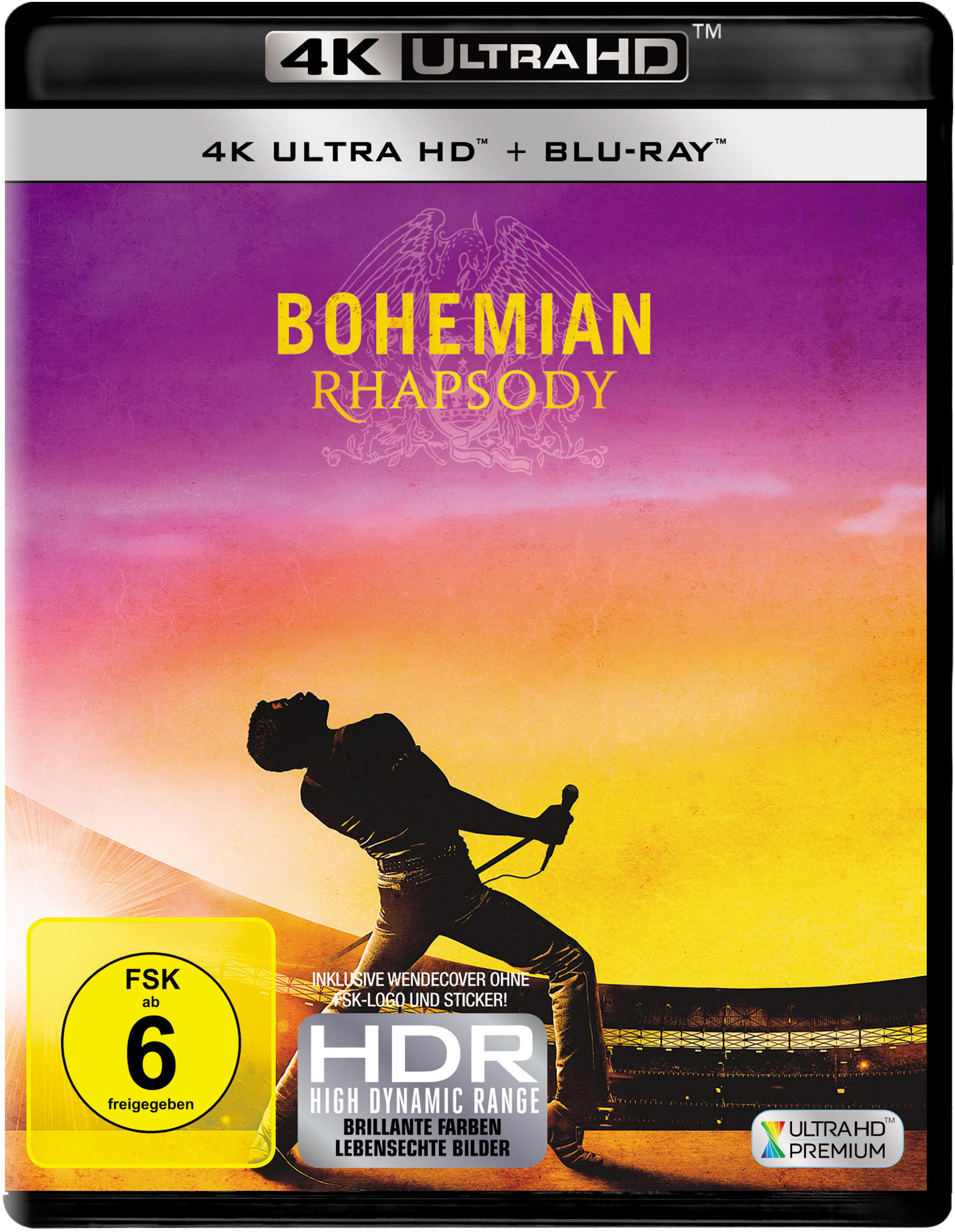 Bohemian Rhapsody Blu-ray-Cover mit Freddie Mercury.