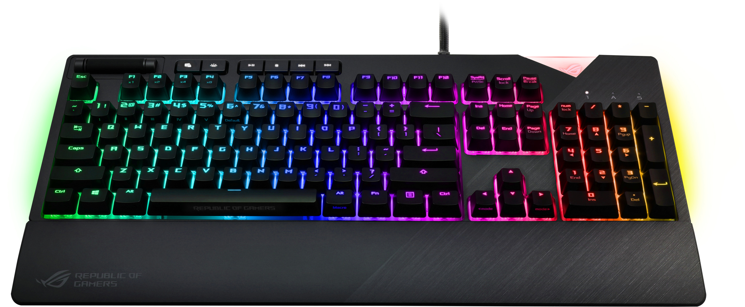 ASUS 90MP00M0-B0DA00 ROG Strix Flare MX-Red, Tastatur, Mechanisch, Cherry MX Red, kabelgebunden, Schwarz