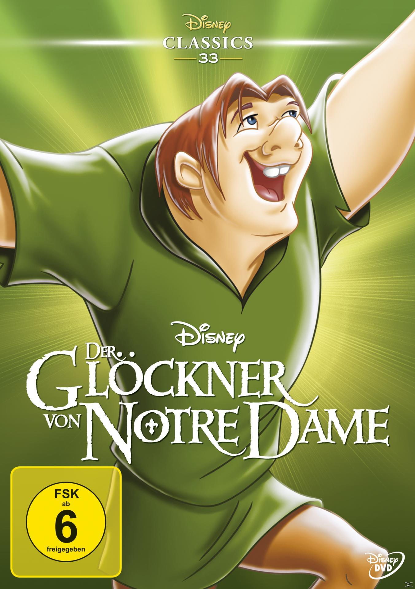 Ein Disney-DVD-Cover mit einer Zeichentrickfigur, mit dem Titel 'Der Glockner von Notre Dame'.