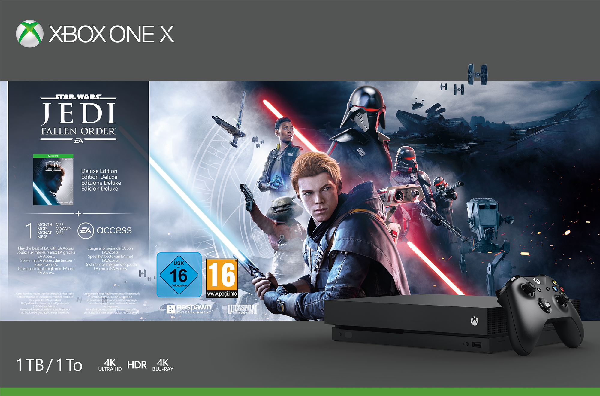 Xbox One X 1TB - Star Wars Jedi: Fallen Order Bundle - Spielkonsole - Schwarz