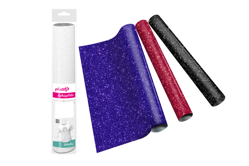 PLOTTIX GlitterFlex - 32cm x 50cm - Hellblau Bügelfolie