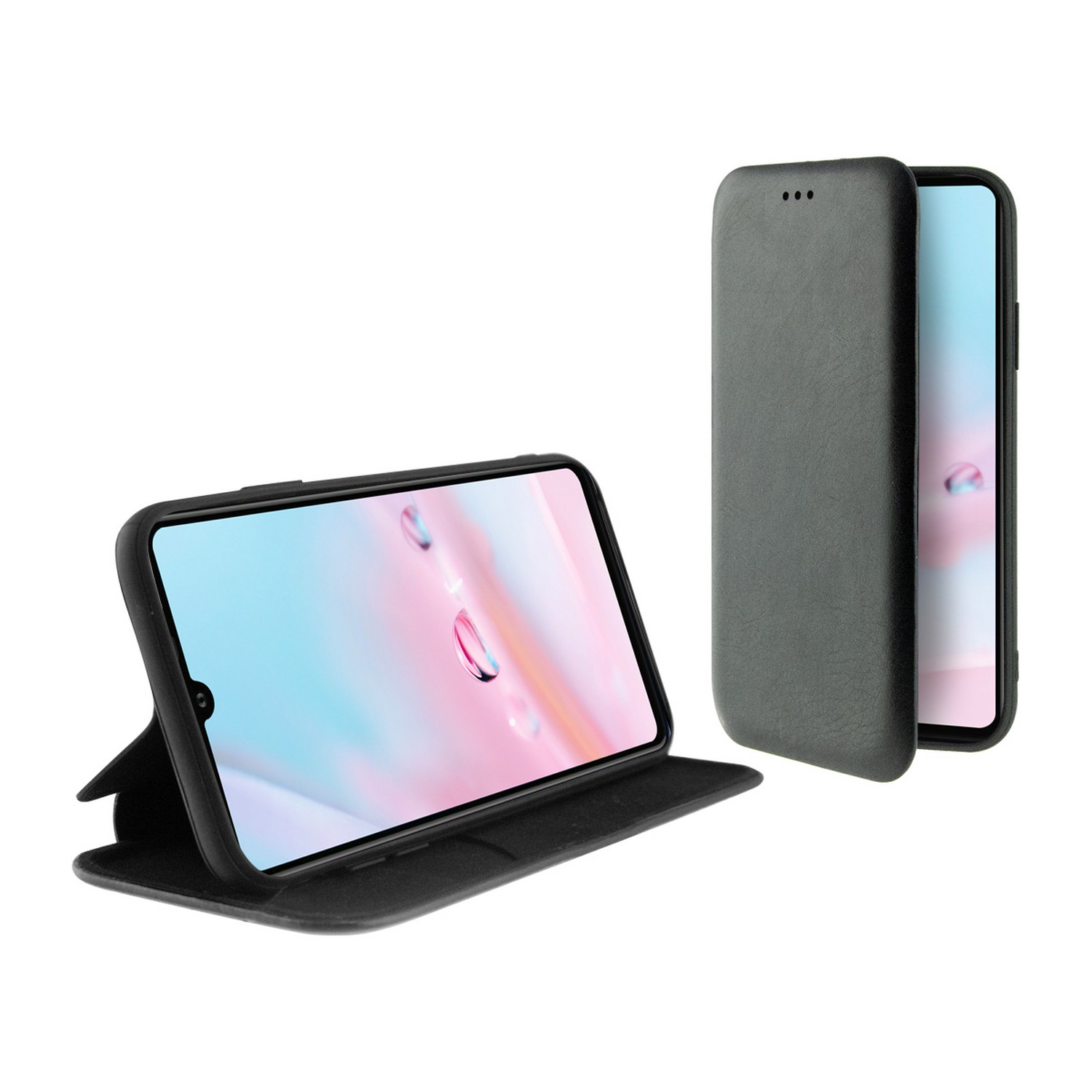 Funda - KSIX B0791FU82, Para Huawei P30, Con tapa, Ranura para tarjetas, Semi piel, Standing, Negro