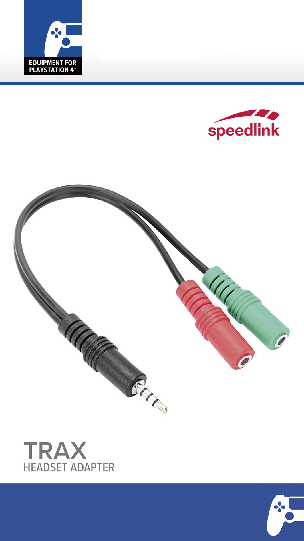 Headset-Adapter für Playstation 4, mit schwarzem Kabel und grünen und roten Steckern.