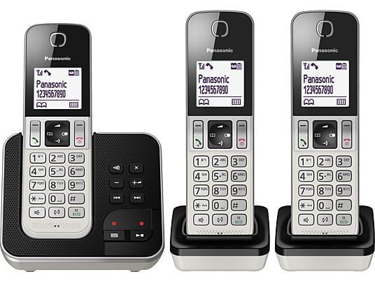 PANASONIC KX-TGD323SLW - Telefono fisso senza fili (Argento/Nero)