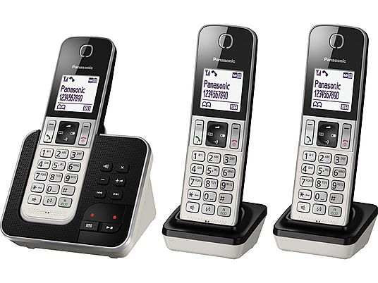 PANASONIC KX-TGD323SLW - Telefono fisso senza fili (Argento/Nero)