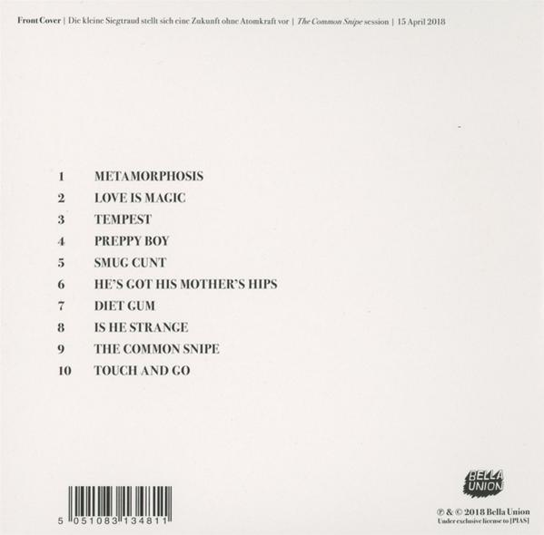 Rückseite einer CD mit Text und Barcode. Titel links aufgelistet.