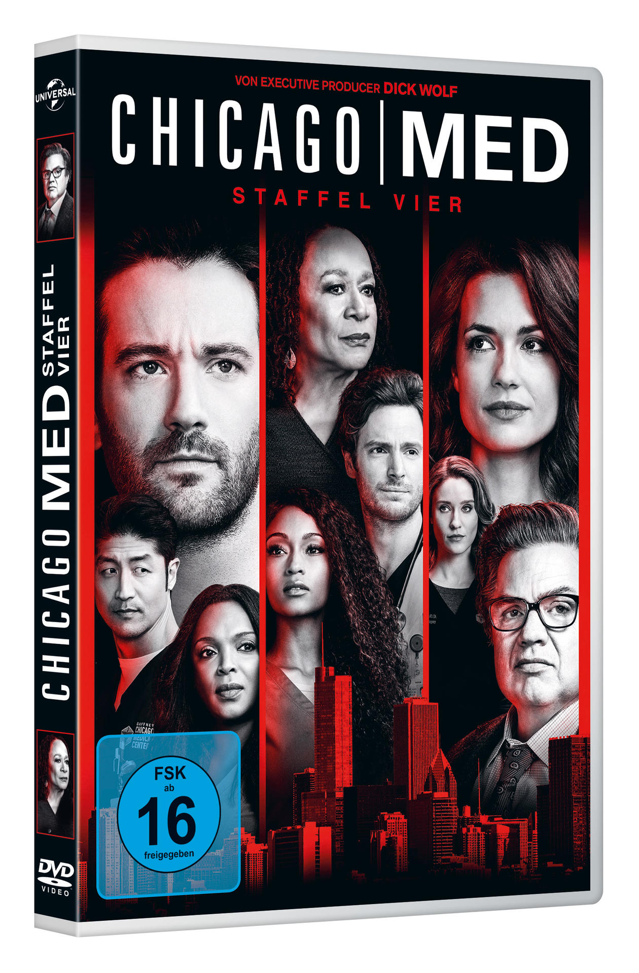 Chicago Med DVD-Cover mit mehreren Darstellern und dem Serientitel in Fettschrift.