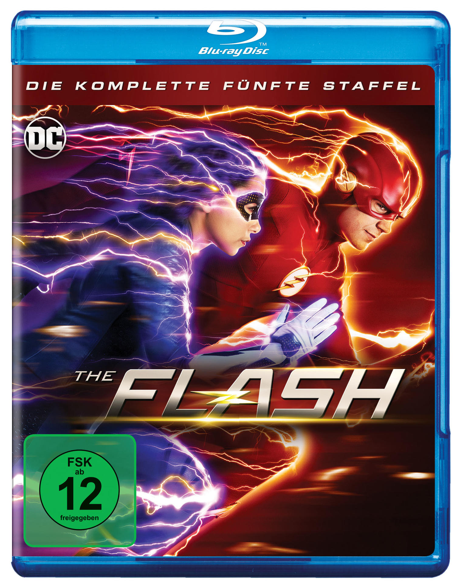 Cover der Blu-ray-Disc von The Flash. Charaktere von The Flash und eine Frau mit Energieeffekten.