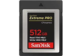 SANDISK Extreme PRO 1700MB/S - CFexpress-Carte mémoire  (512 GB, 1.700 MB/s, Noir)