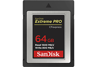 SANDISK Extreme PRO 1500MB/S - CFexpress-Carte mémoire  (64 GB, 1.500 MB/s, Noir)