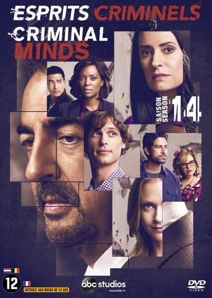 Poster voor Criminal Minds seizoen 14. Gezichten van castleden zijn te zien, verdeeld in blokken. Titel en seizoensinfo staan bovenaan.