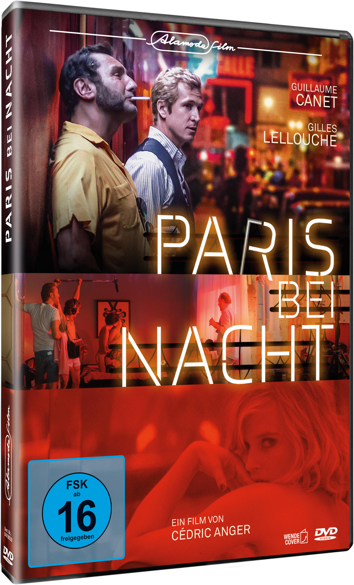 DVD-Cover von Paris bei Nacht. Mit zwei Männern, einer Frau und einer Nachtszene.
