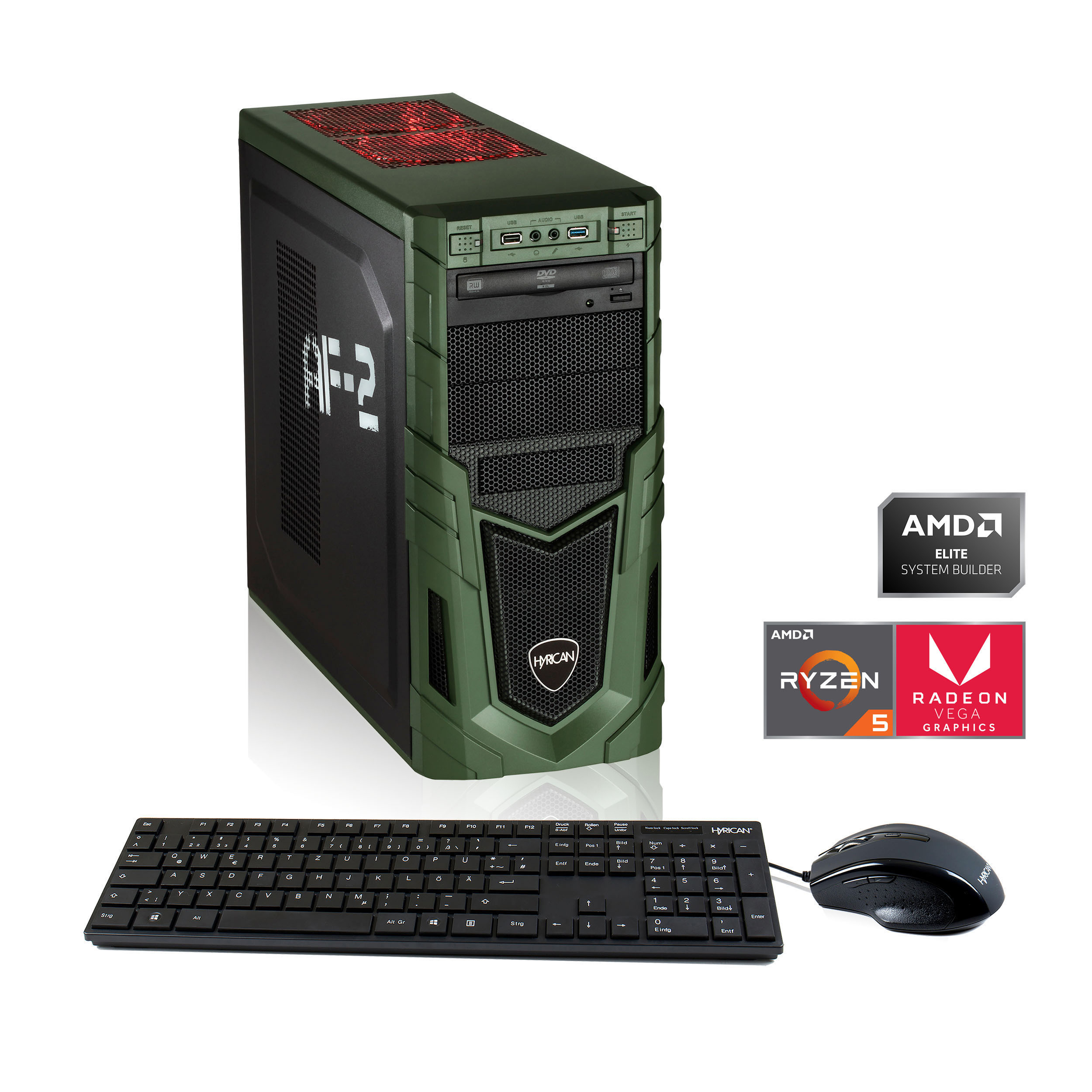 HYRICAN MILITARY GAMING 6435 - AMD Ryzen™ 5 3400G - 8 GB - 480 GB - AMD Radeon™ RX Vega 11 - Windows 10 Home (64 Bit)