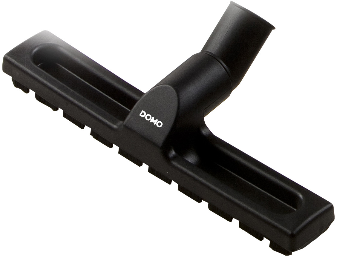 Tête de brosse d'aspirateur noire avec une base plate et une buse.