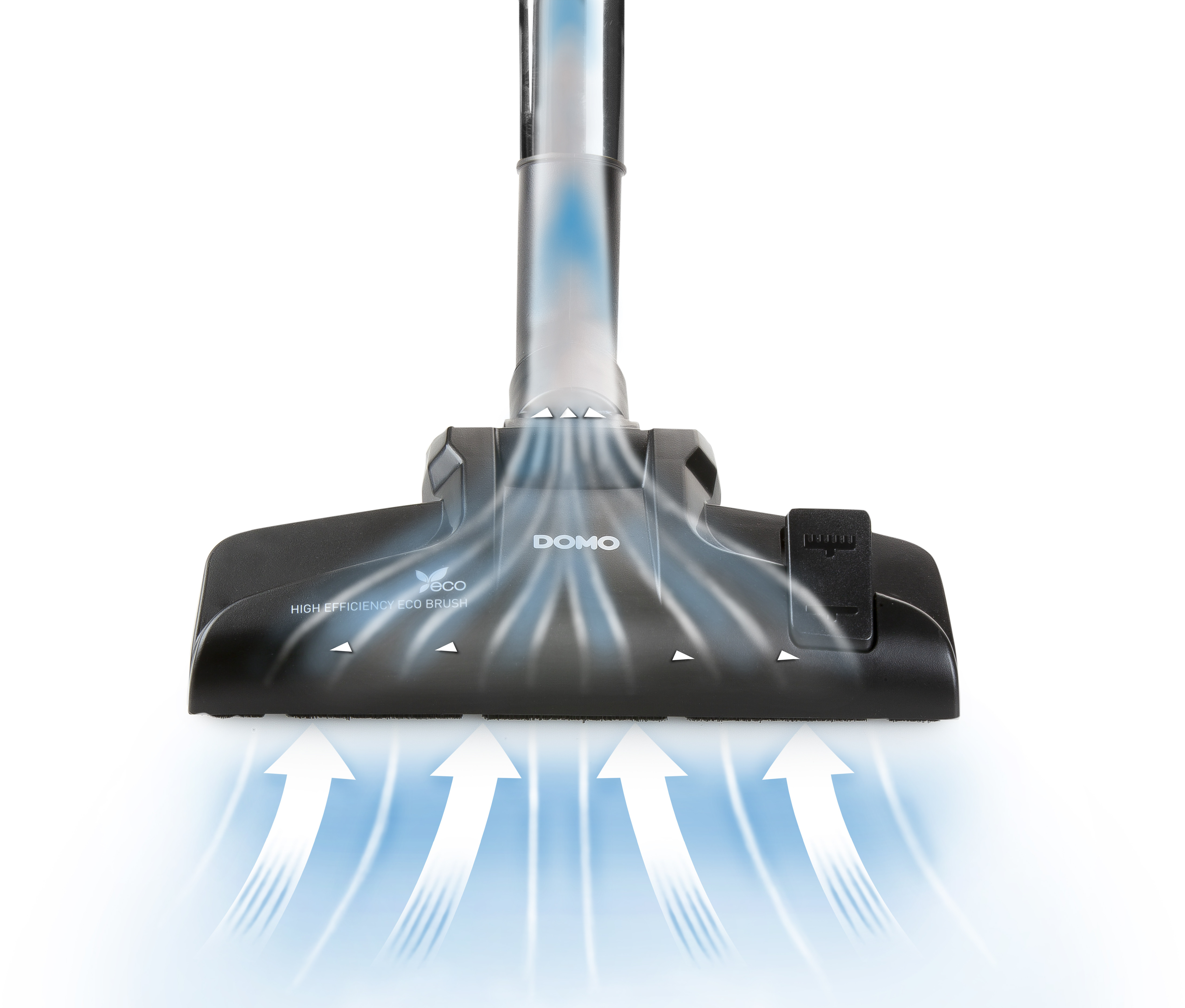 Tête d'aspirateur avec des flèches représentant le flux d'air.
