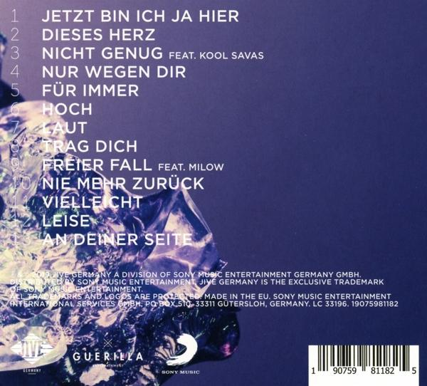 Rückseite eines CD-Covers mit deutschem Text, der Songtitel und Credits auflistet. Mit Logo unten.