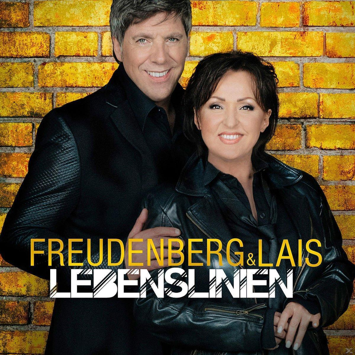 Ein Mann und eine Frau lächeln auf dem Albumcover vor einer Backsteinmauer.