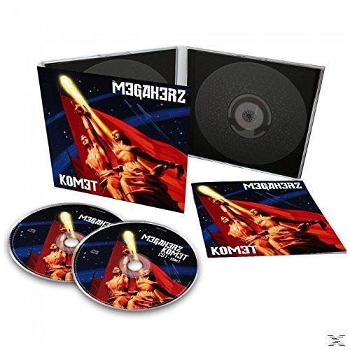 Ein CD-Case mit CDs und Artwork, mit einem rot-blauen Thema.