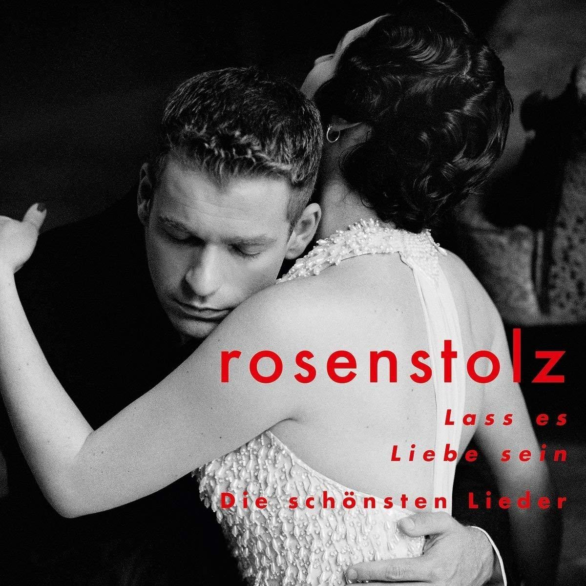 Schwarz-Weiß-Foto. Ein Mann und eine Frau tanzen intim, mit dem Text 'rosenstolz'.