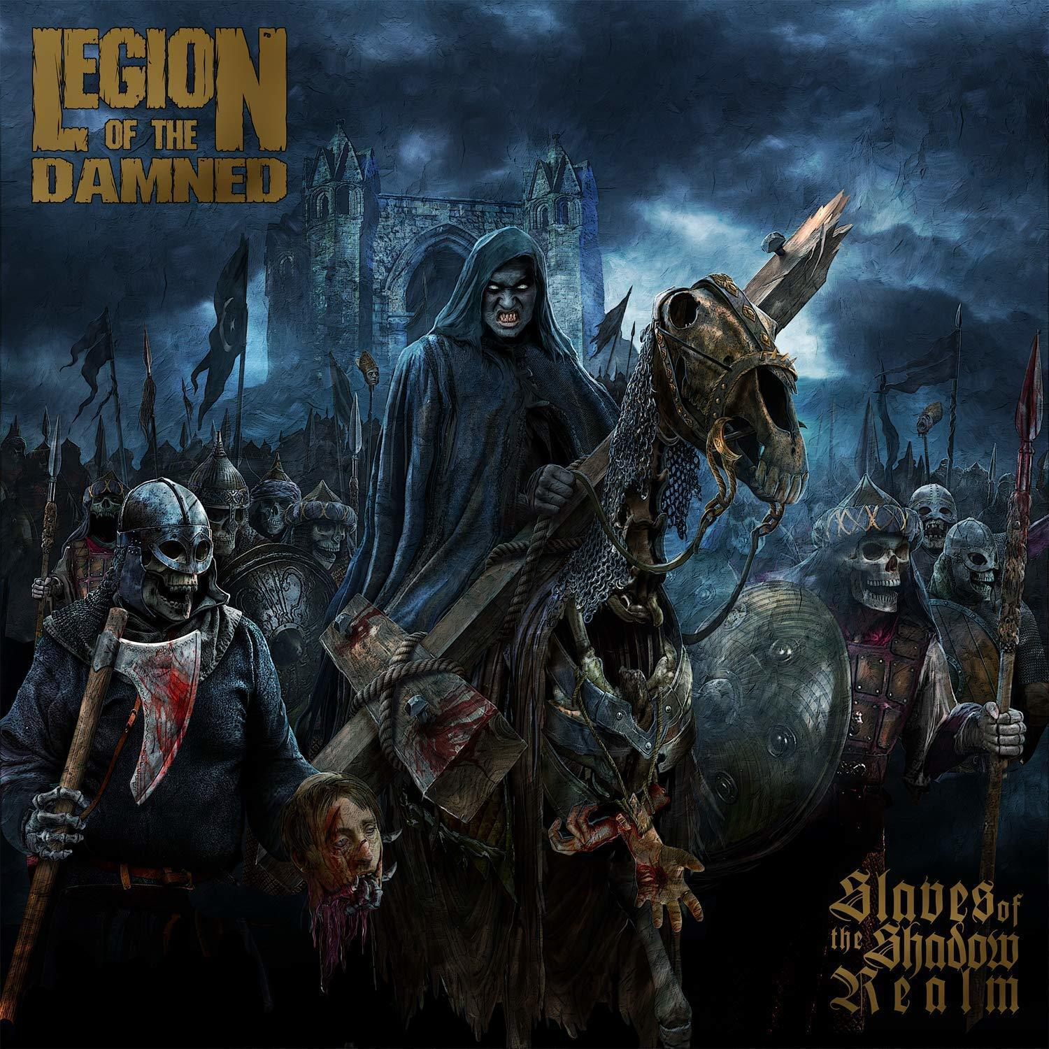 Albumcover, das einen Sensenmann zeigt, der auf einem Skelettpferd reitet, umgeben von untoten Kriegern und einer zerstörten Burg.