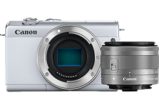 CANON EOS M200 Body + EF-M 15-45mm f/3.5-6.3 IS STM - Systemkamera Weiss/Silber