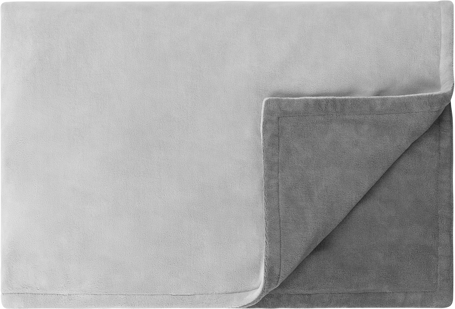 Gray blanket folded to show a lighter gray underside.