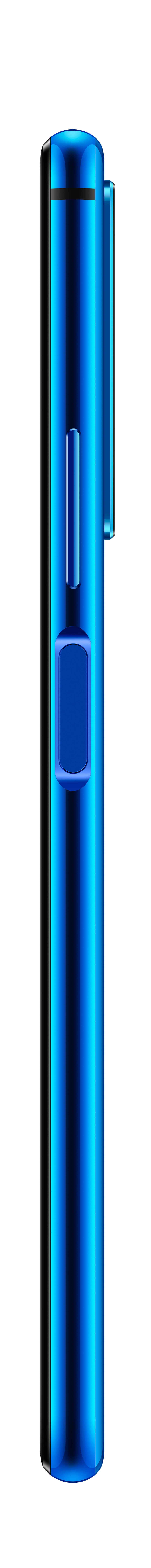 Nahaufnahme eines blauen Stifts, der das Seitenprofil zeigt. Er ist vertikal und glänzend.