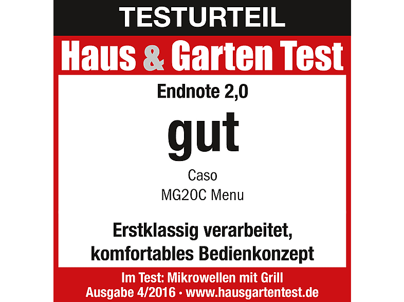 Caso MG 20 C Mikrowelle mit Grill (800 Watt, Freistehend, 20 l, Edelstahl) — Foto 5 von 5