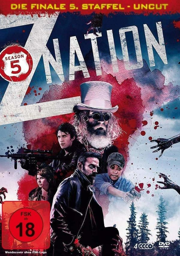 DVD-Cover: Z Nation, eine Gruppe von Leuten mit Waffen. Text sagt Staffel 5.