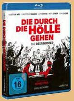 DVD-Cover von 'The Deer Hunter' auf Deutsch. Das Cover zeigt eine Menschenmenge mit rotem und schwarzem Hintergrund.