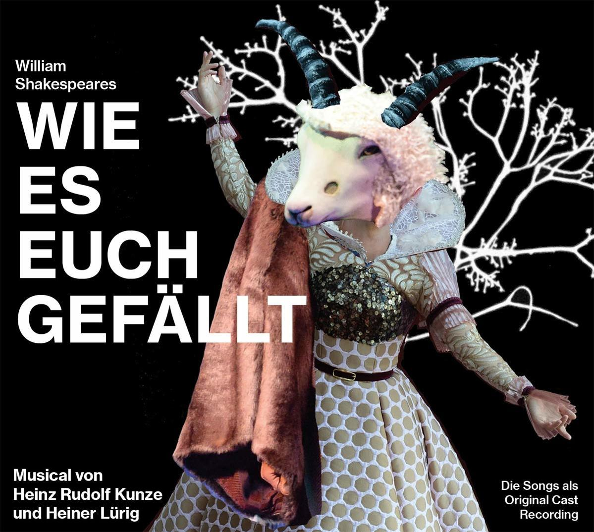 Poster für ein Musical. Ein Ziegen-Mensch-Hybrid in Kostüm. Text: Wie es Euch Gefällt.