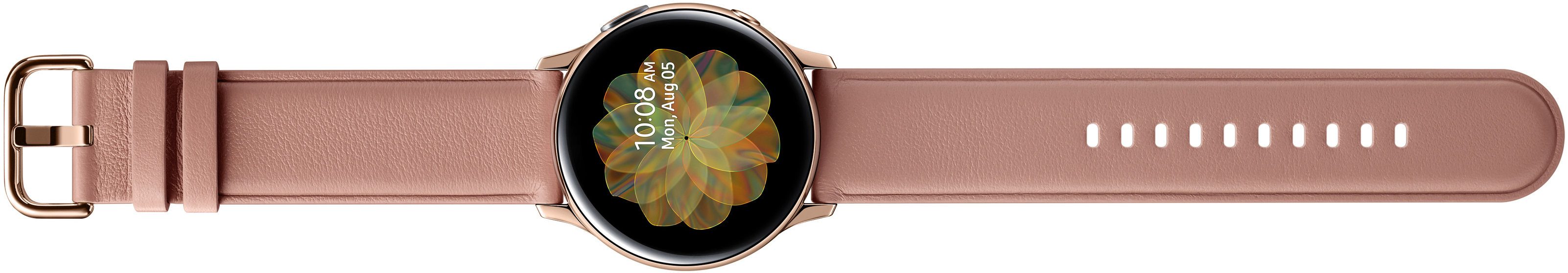 SAMSUNG Galaxy Watch Active2 Stainless Steel 40mm GO Smartwatch Edelstahl Echtleder, S/M, Gold