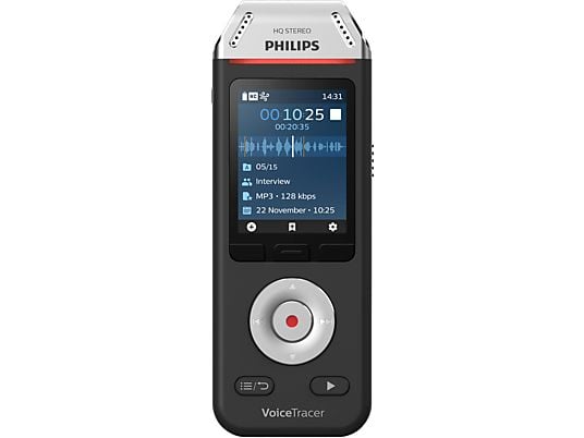 PHILIPS VoiceTracer DVT2110 - Enregistreur vocal (Noir/Chrome)