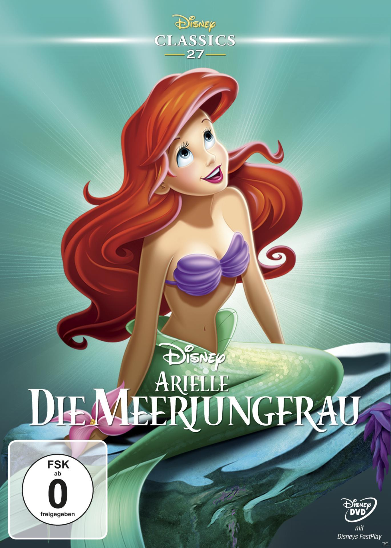 Disney-Filmcover: Arielle die Meerjungfrau mit rotem Haar und lila Oberteil.