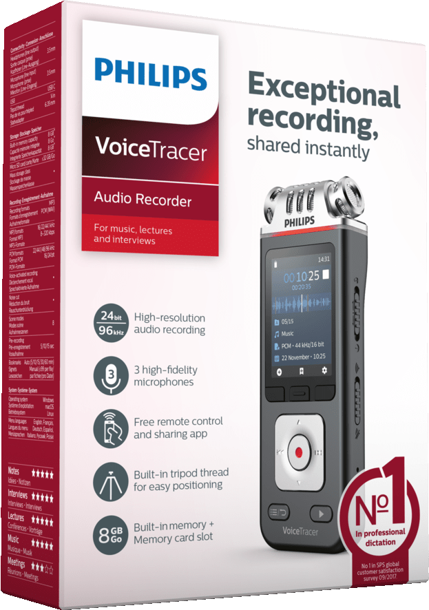 PHILIPS VoiceTracer DVT6110 - Aufnahmegerät (Anthrazit/Chrom)