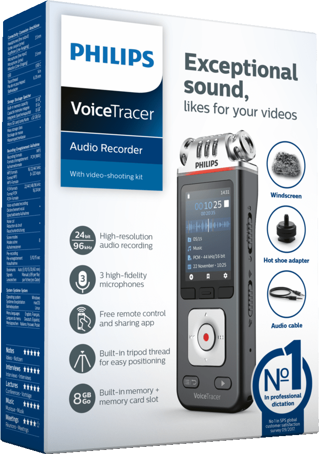 PHILIPS VoiceTracer DVT7110 - Aufnahmegerät (Anthrazit/Chrom)