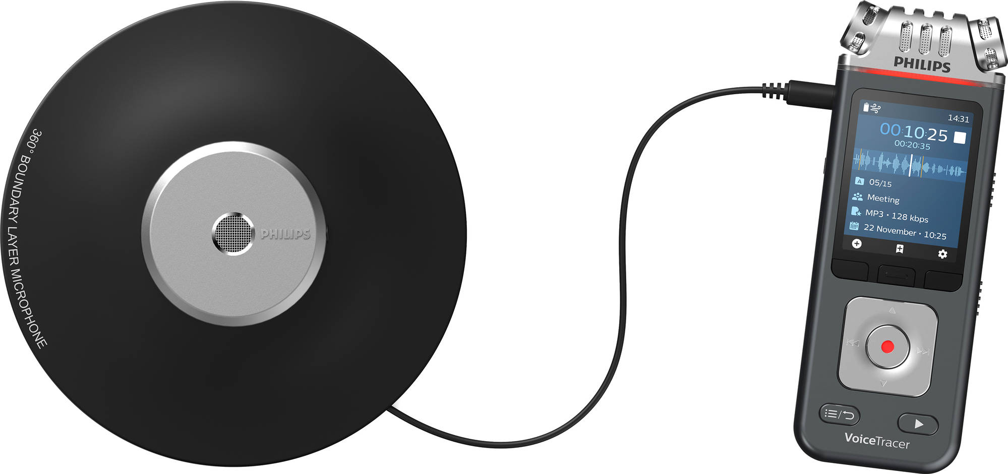 Philips VoiceTracer-Recorder und Mikrofon.