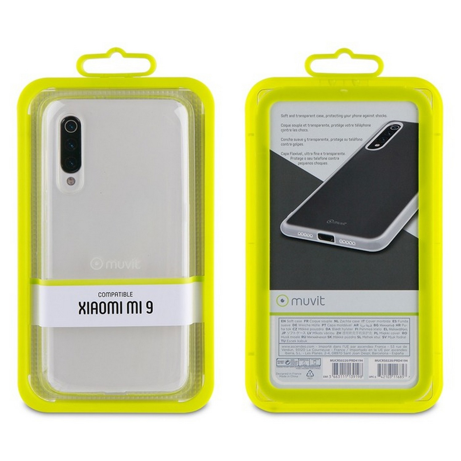 Funda - Muvit MUCRS0220, Para Xiaomi Mi 9, Flexible, Anti rayaduras, Transparente