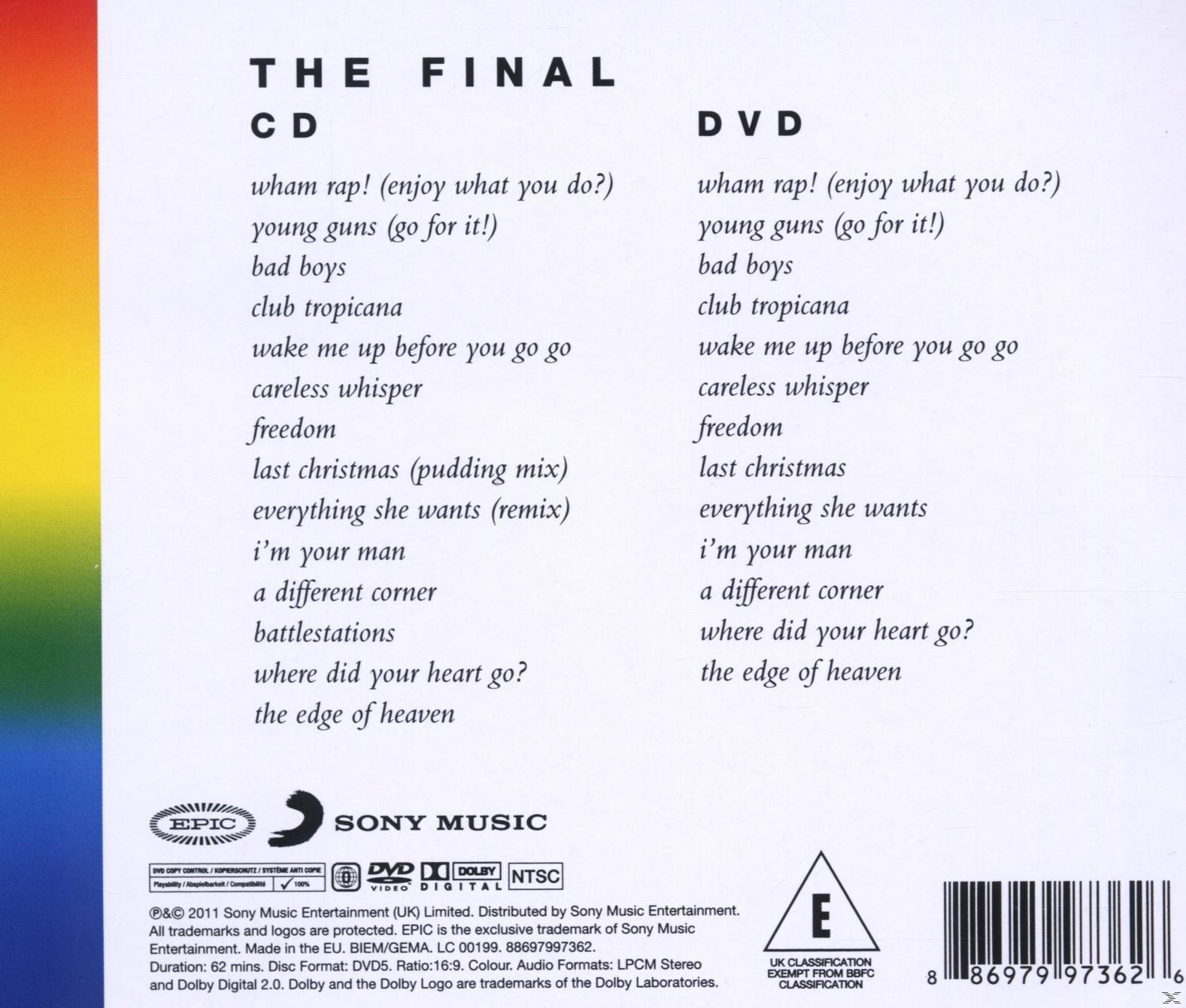 CD és DVD tok a "The Final CD" és a "The Final DVD" számára, a dalcímekkel felsorolva.